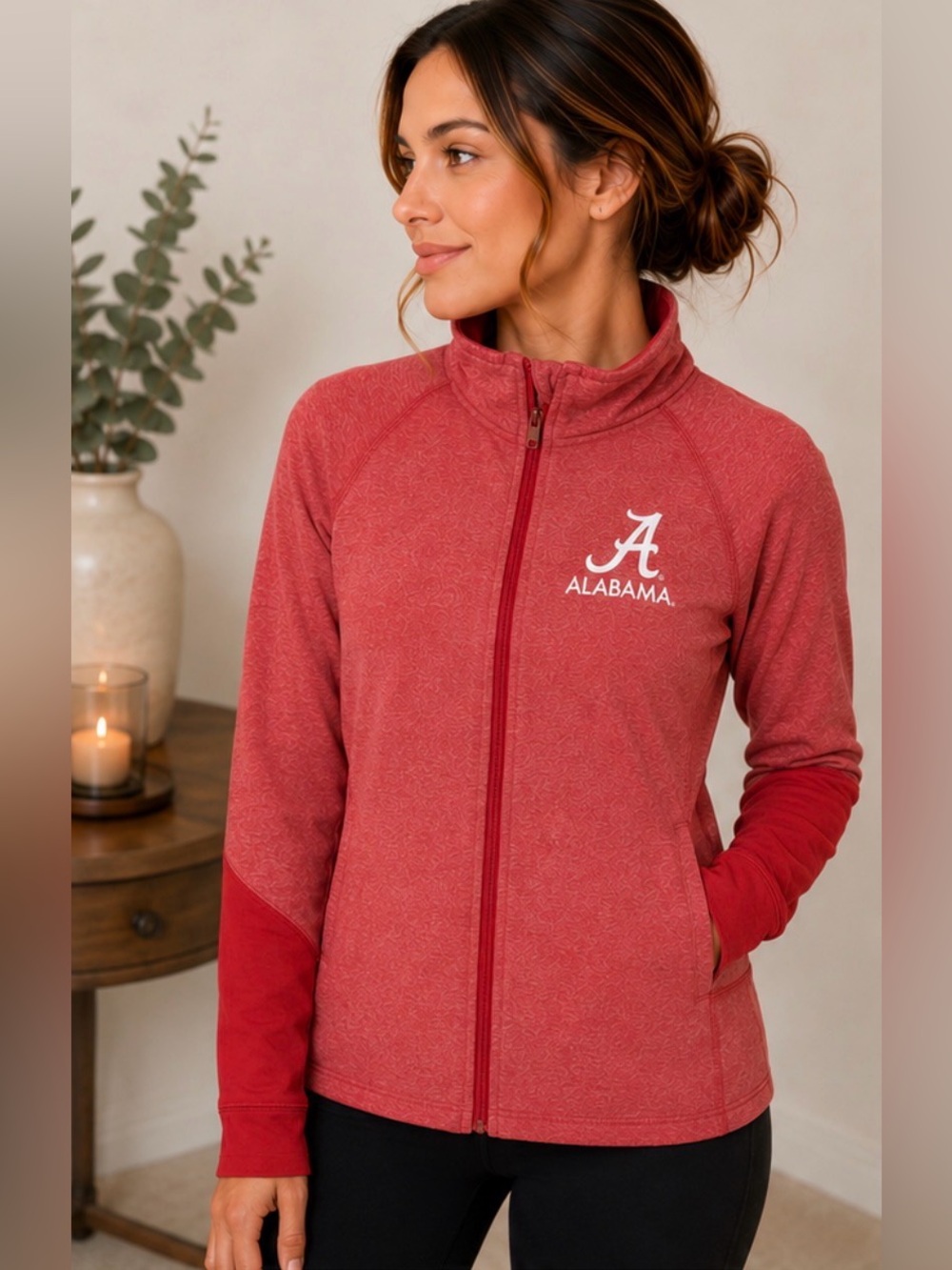 Alabama Crimson Tide Women’s Full-Zip Lightweight Jacket – Crimson Red